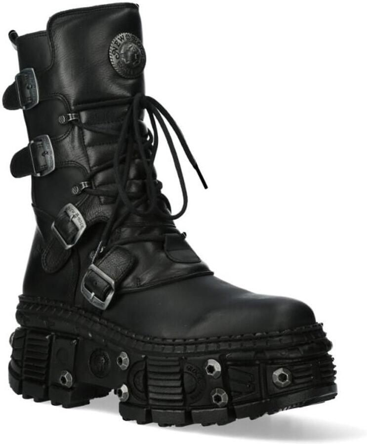 New Rock M-WALL373-S11 Laarzen zwart Leer Unisex Gothic Industrial Punk Rock wear - Foto 2