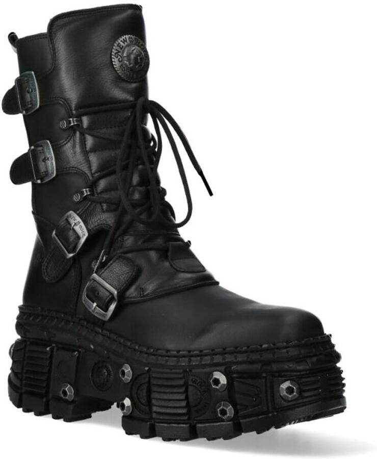 New Rock M-WALL373-S11 Laarzen zwart Leer Unisex Gothic Industrial Punk Rock wear