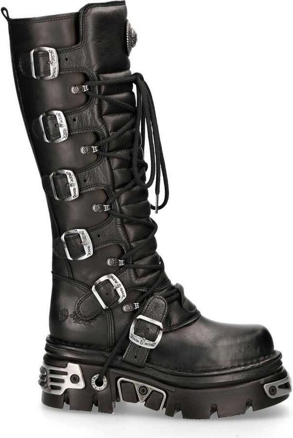 New Rock M272S1 Laarzen 45 Shoes Zwart Zilverkleurig