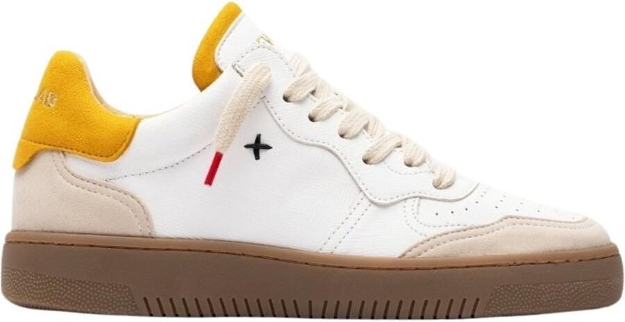 Newlab Wit Kameel Sneaker in Appelschil Microvezel