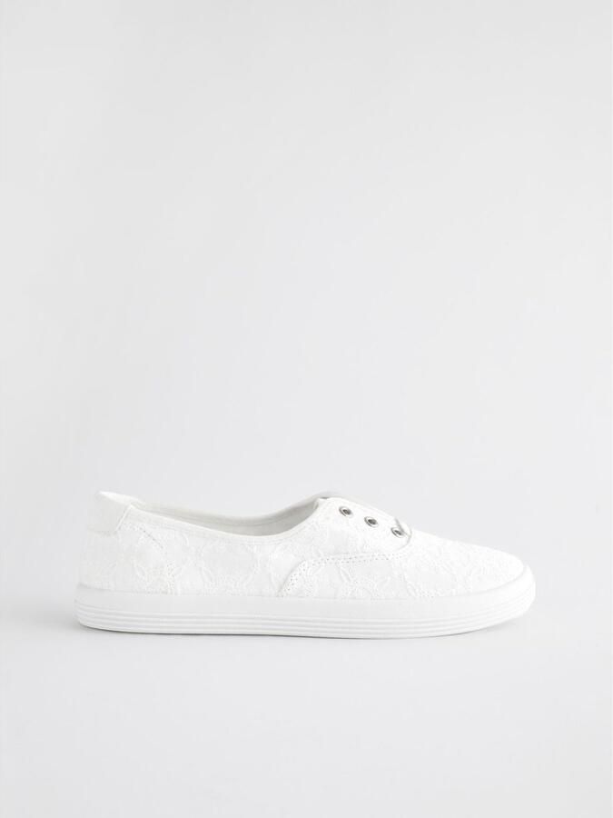 Next Dames Canvas instapsneakers zonder veters Wit