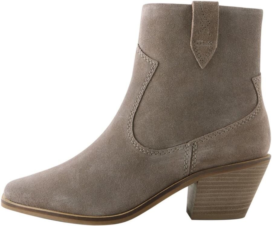 Next Dames Enkelhoge cowboylaarzen met blokhak en extra brede pasvorm Naturel