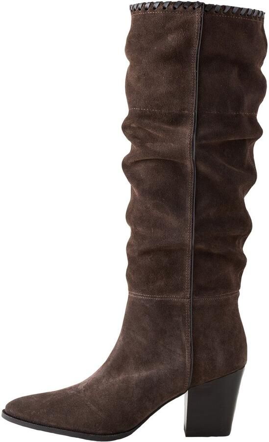 Next Dames Forever Comfort kniehoge slouchlaarzen met stiknaad Bruin - Foto 1