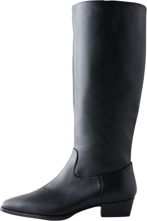 Next Dames Forever Comfort laarzen met brede pasvorm Leren knielaarzen in cowboystijl met beitelneus Zwart