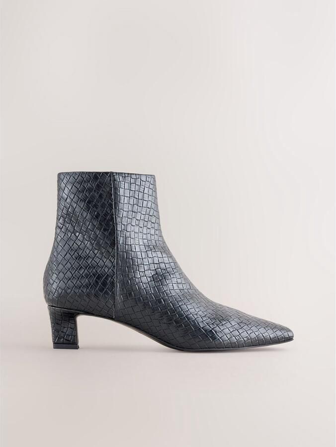 Next Dames Forever Comfort laarzen met geweven blokhak en puntige neus Zwart