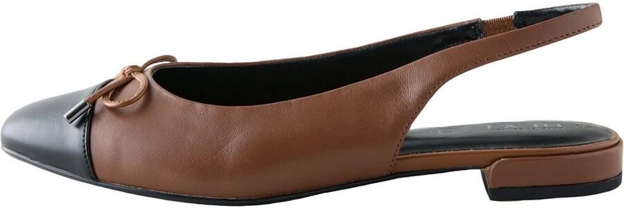 Next Dames Forever Comfort leren ballerina s met ronde neus strik en hielbandje Bruin