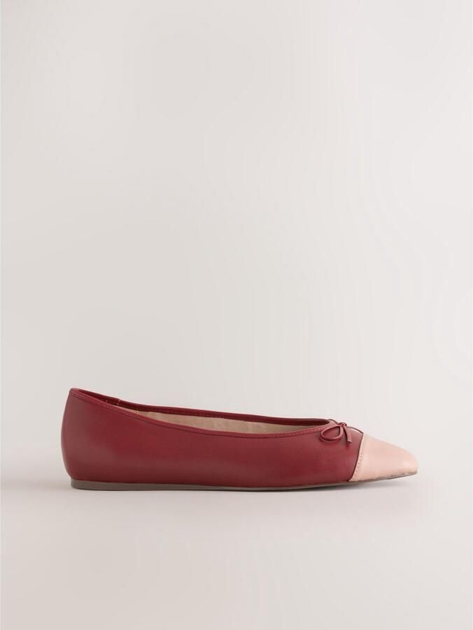 Next Dames Forever Comfort leren ballerina's met neuskap Rood