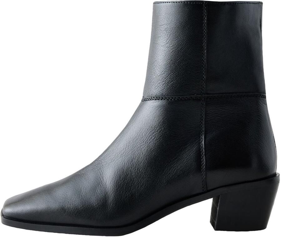 Next Dames Forever Comfort leren enkellaarzen met vierkante neus Zwart