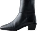 Next Dames Forever Comfort leren enkellaarzen met vierkante neus Zwart - Zwart