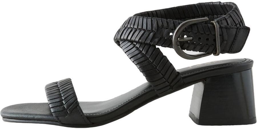 Next Dames Forever Comfort leren geweven sandalen met blokhak Zwart