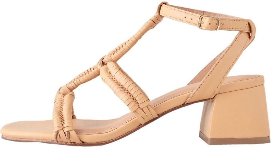 Next Dames Forever Comfort leren sandalen met blokhakken Geel