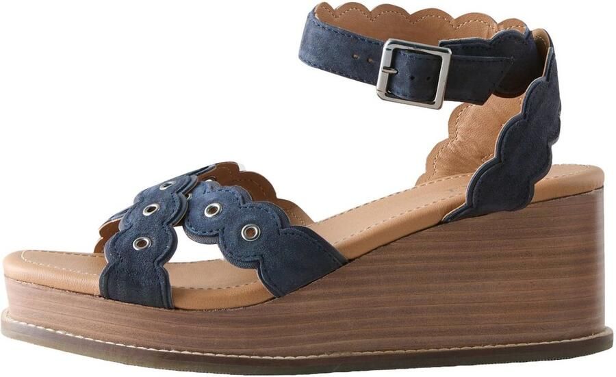 Next Dames Forever Comfort leren schoen met geschulpte rand en gekruiste bandjes Blauw