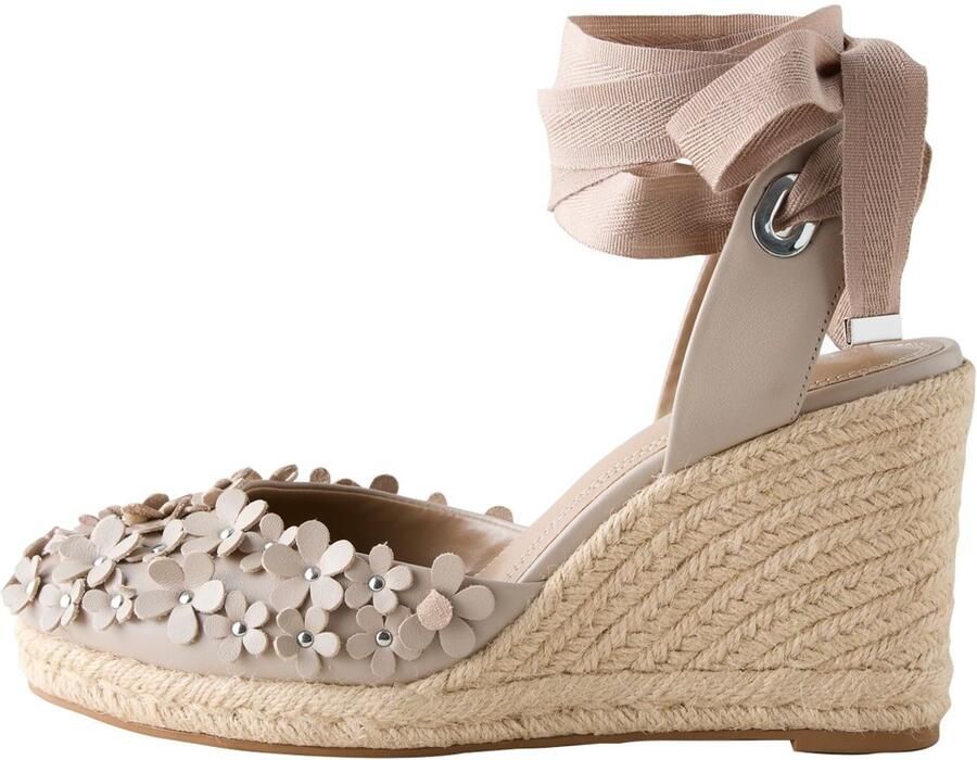 Next Dames Forever Comfort leren sleehakken met dichte neus en bloemmotief Huidkleur