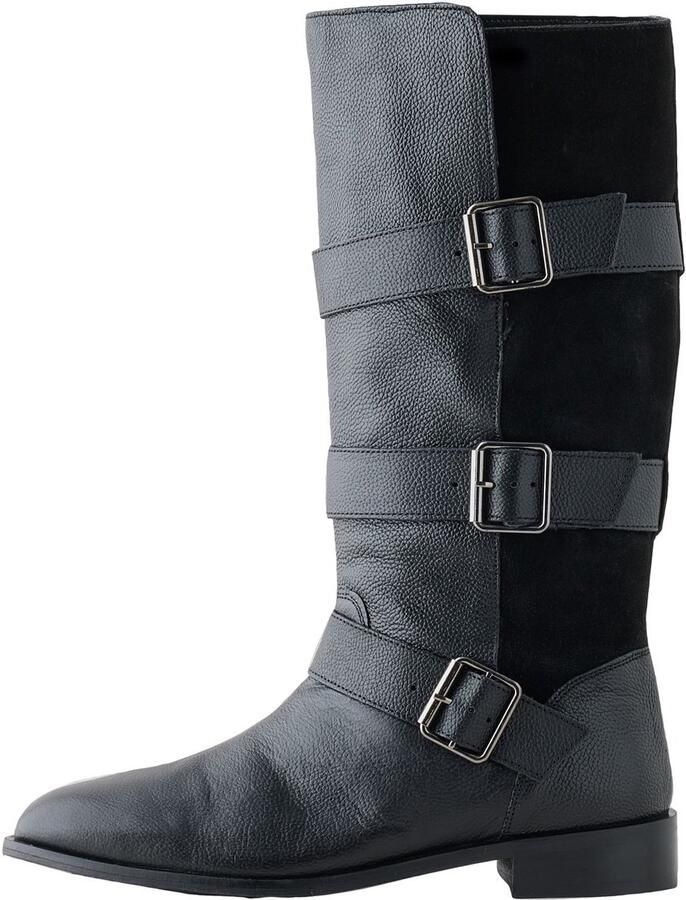 Next Dames Forever Comfort piratenkniehoge leren laarzen instapmodel Zwart