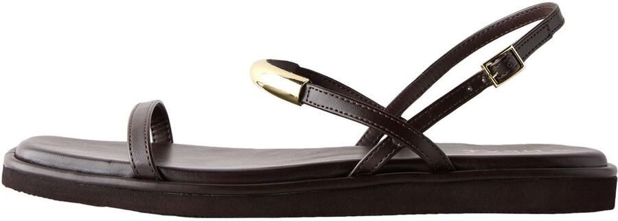 Next Dames Forever Comfort platte sandalen met vierkante neus en metalen versiering Bruin