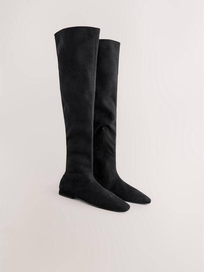Next Dames Forever Comfort platte soklaarzen tot over de knie Zwart