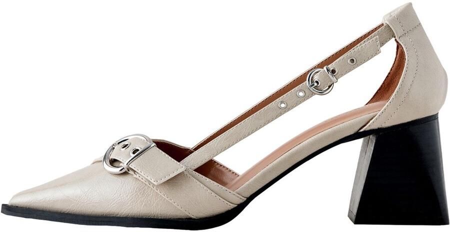 Next Dames Forever Comfort pumps met tweedelige blokhak en gesp Crème