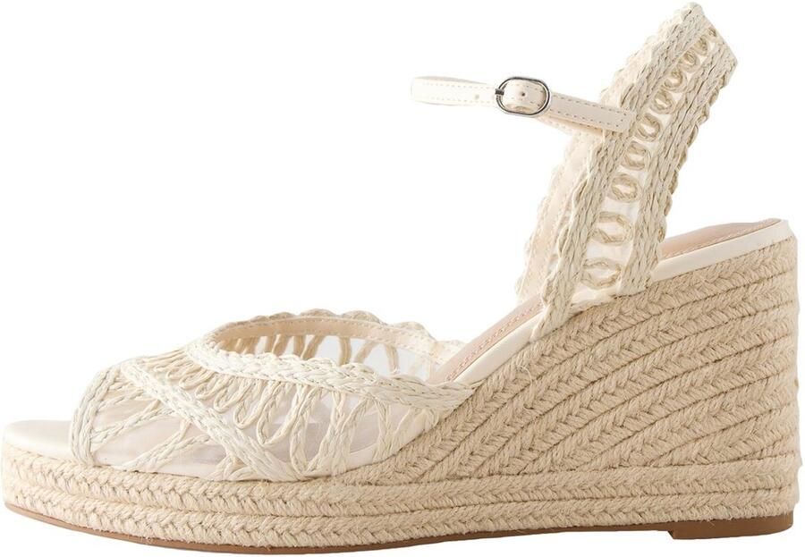 Next Dames Forever Comfort raffia sleehakken met open neus Crème