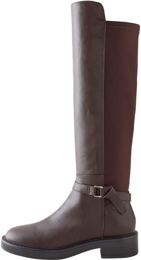 Next Dames Forever Comfort ruiterregenlaarzen met knoop Bruin