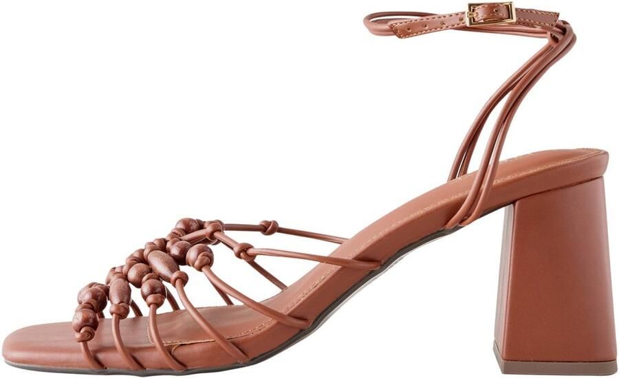 Next Dames Forever Comfort sandalen met blokhakken en kralen Bruin