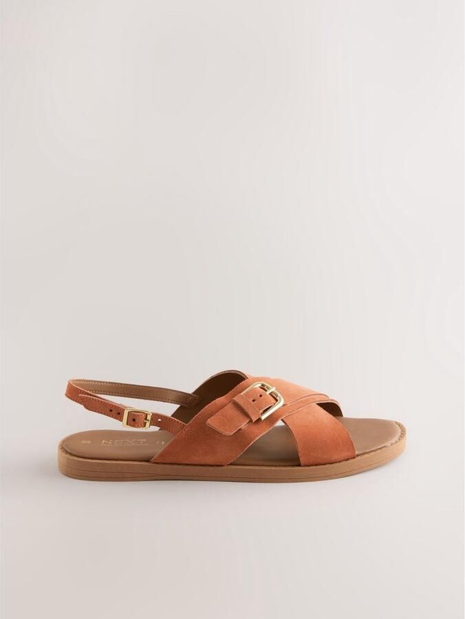 Next Dames Forever Comfort sandalen met gespdetail hielbandje en extra brede pasvorm Oranje