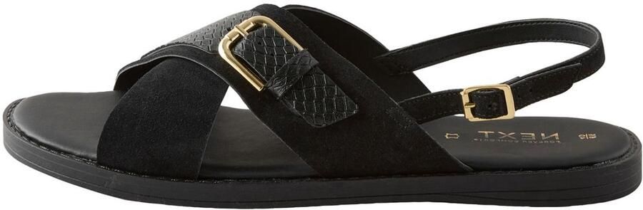 Next Dames Forever Comfort sandalen met gespdetail hielbandje en extra brede pasvorm Zwart