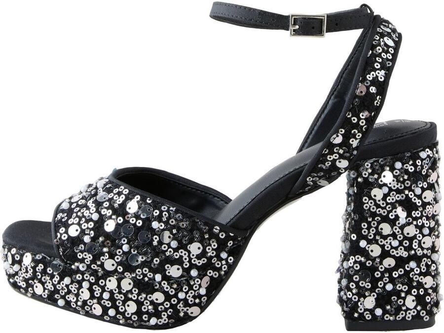 Next Dames Forever Comfort sandalen met vierkante neus pailletten en blokhak Metallic