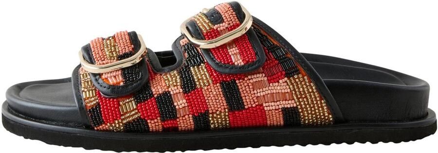 Next Muiltjes 'Forever Comfort' goud koraal rood zwart