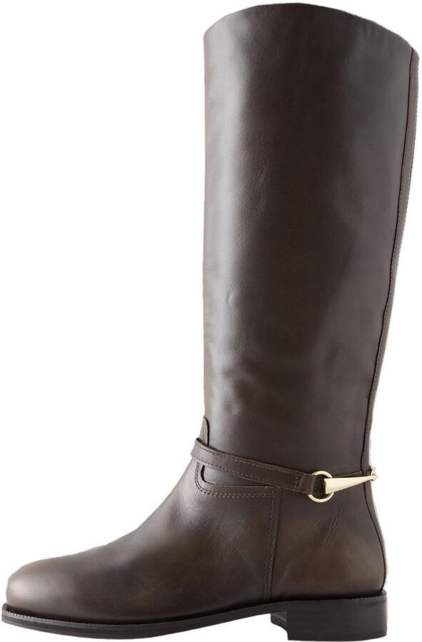 Next Dames Forever Comfort leren Snaffle rijlaarzen met extra brede pasvorm Bruin