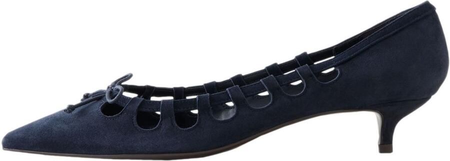Next Dames Forever Comfort suède pumps met lage hak en uitsnijding Blauw