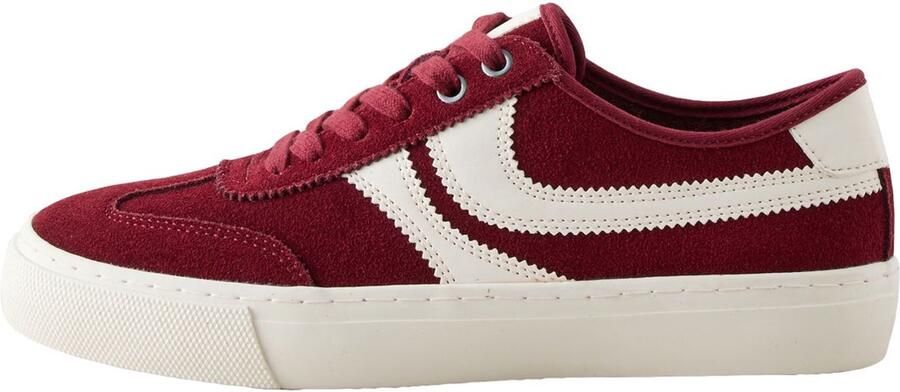 Next Dames Forever Comfort suède skatersneakers met veters en strepen aan de zijkant Rood