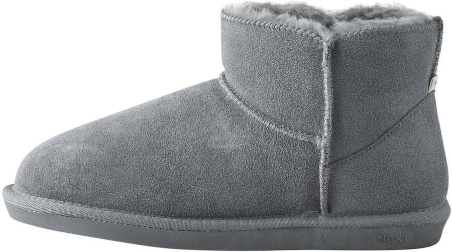 Next Dames Gevoerde imitatiesuède pantoffellaarzen Grijs