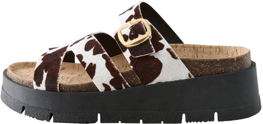 Next Dames Leren sandalen met gesp en bandjes Dierenprint