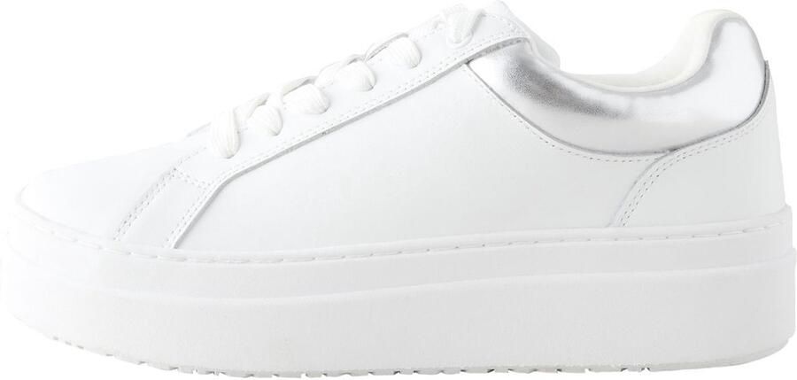 Next Dames Leren sneakers met ronde neus en dikke veters Wit