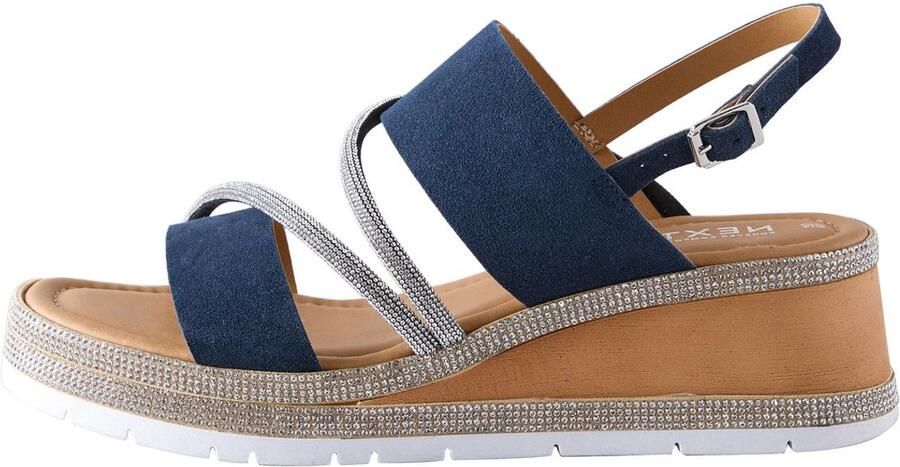 Next Dames Leren sportsandalen met glitterdetail sleehak en open hiel Blauw