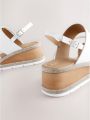 Next Dames Leren sportsandalen met glitterdetail sleehak en open hiel Wit - Wit