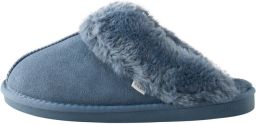 Next Dames Met imitatiebont gevoerde suède pantoffelmuiltjes Blauw