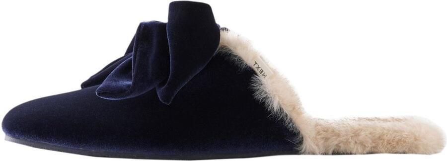 Next Dames Pantoffelmuiltjes met fluwelen strik Blauw