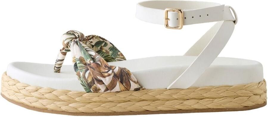 Next Dames Raffia teensandalen met knoopdetail Roze