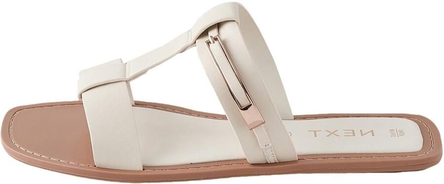 Next Dames Sandalen met gesp en extra brede pasvorm Crème