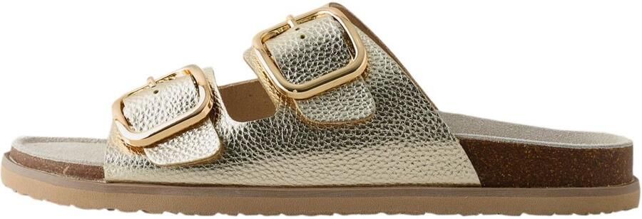 Next Dames Sandalen met twee bandjes en voetbed Goud