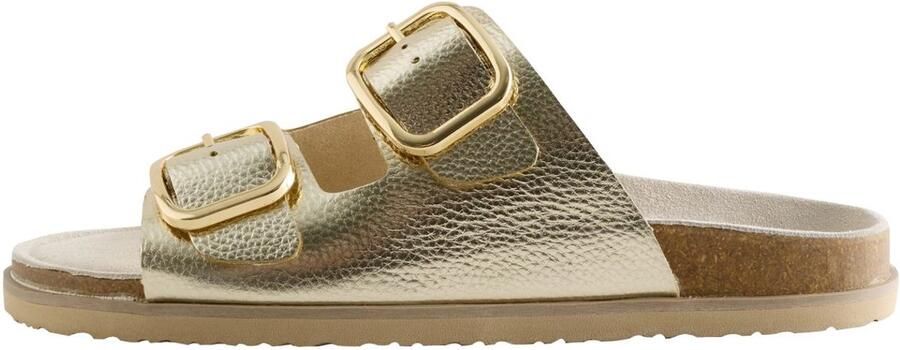Next Dames Sandalen met twee bandjes voetbed en extra brede pasvorm Goud