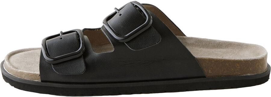 Next Dames Sandalen met twee bandjes voetbed en extra brede pasvorm Zwart