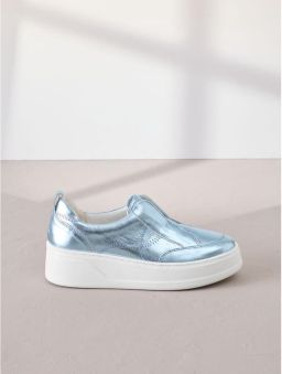 Next Dames Signature leren sneakers met dikke sleehak en plateauzool Blauw