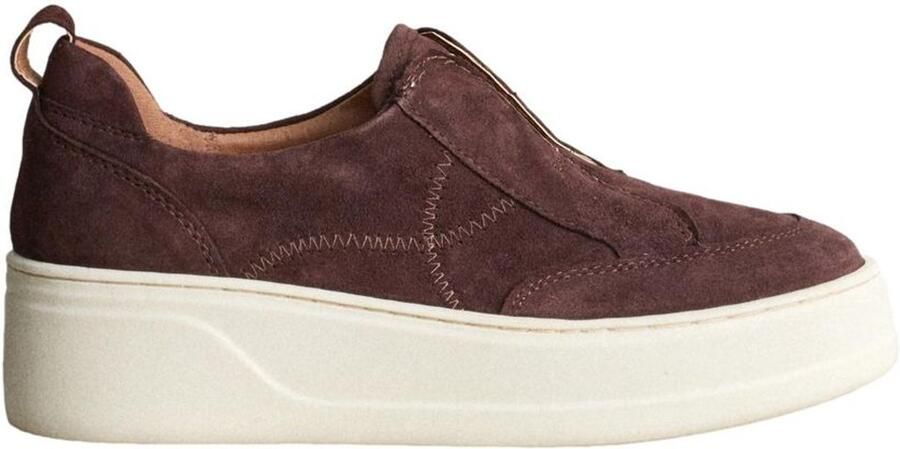 Next Dames Signature leren sneakers met dikke sleehak en plateauzool Bruin