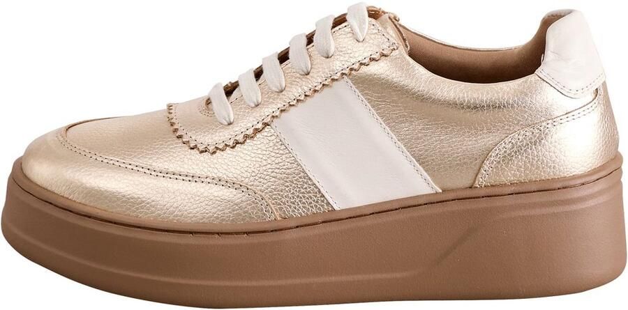 Next Dames Signature vetersneakers van Premium leer met dikke sleehak Goud