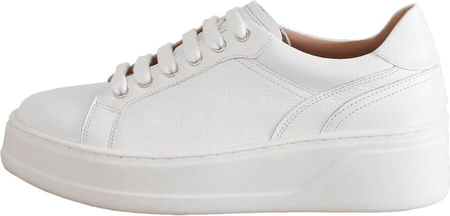 Next Dames Signature vetersneakers van Premium leer met dikke sleehak Wit