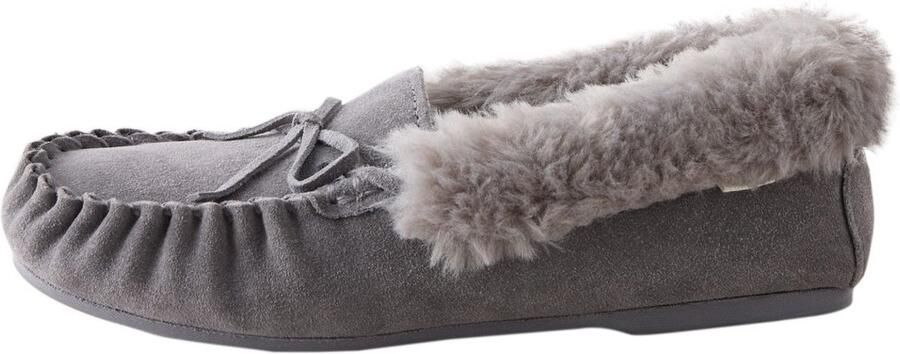 Next Dames Suède moccasinpantoffels Grijs