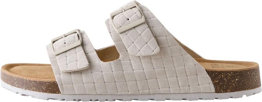 Next Heren Geweven suède sandalen met dubbele gesp en reliëf Crème