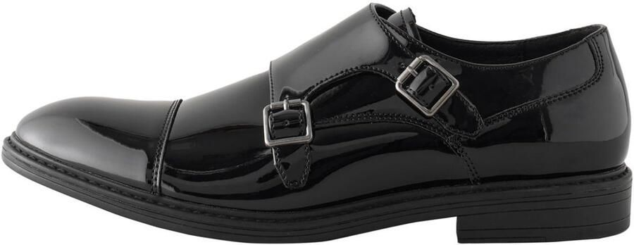 Next Heren Glanzende dubbele monnikschoenen met neusstuk Zwart